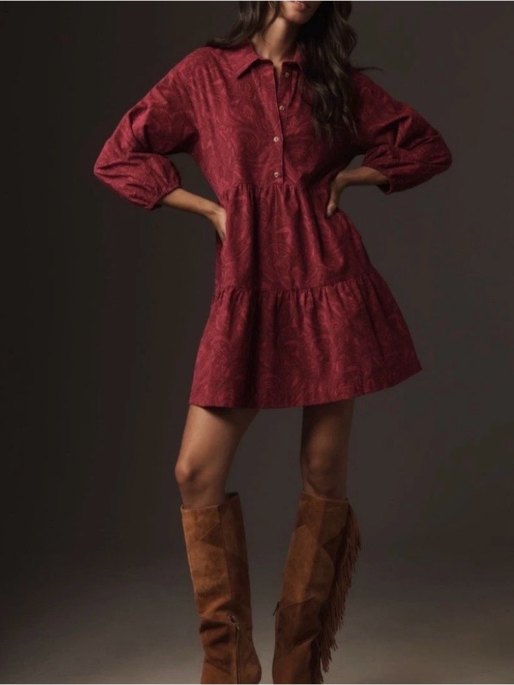 The Bettina Tiered Shirt Dress by Maeve Mini Corduroy
Edition Size M - Picture 15 of 16